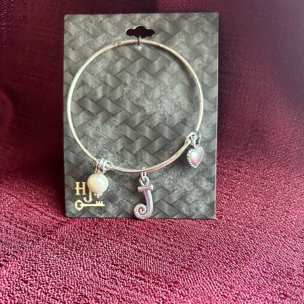 New Silver tone Charm Bracelet with Initial and Heart